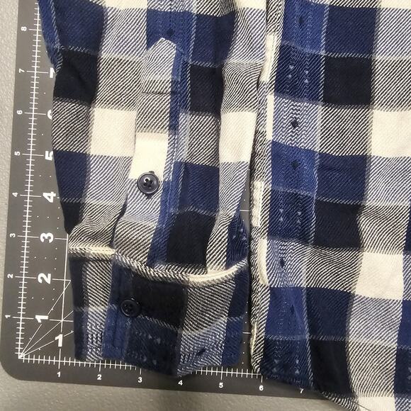 Frye Flannel Shirt Mens XL Blue Plaid Western Workwear Outdoors Preppy Work - Picture 3 of 12